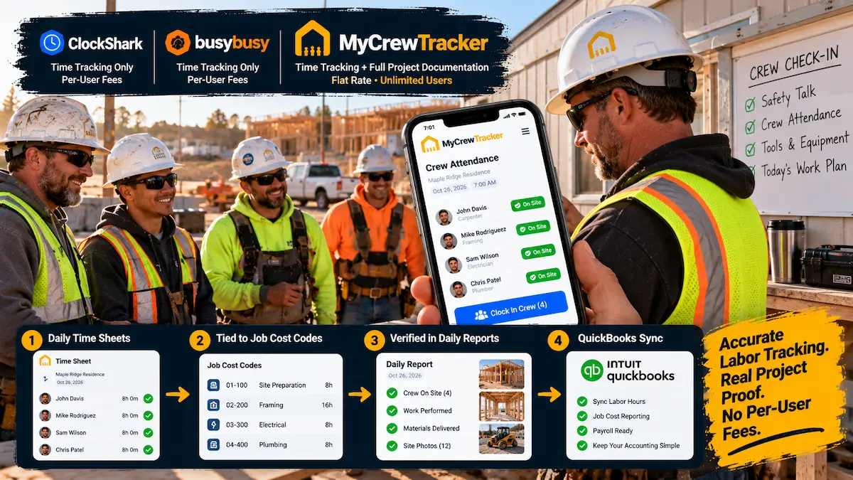 ClockShark & busybusy vs. MyCrewTracker: Why Buy a Standalone GPS Time Clock When You Need Job Proof? (2026)