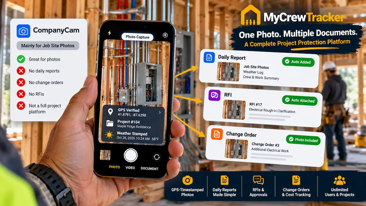 CompanyCam vs. MyCrewTracker: Why Pay $119–$249/Month Plus Per-Seat Fees Just for Job Photos?