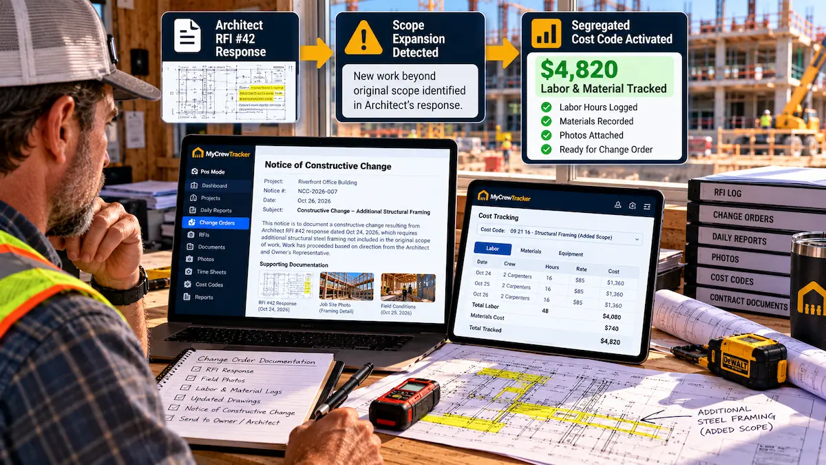 Constructive Change Orders in Construction: How to Document Scope Creep When the GC Won't Issue a CO