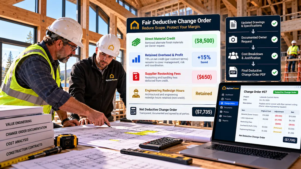 Deductive Change Orders & Value Engineering: How to Document Scope Reductions Without Losing Overhead Margin