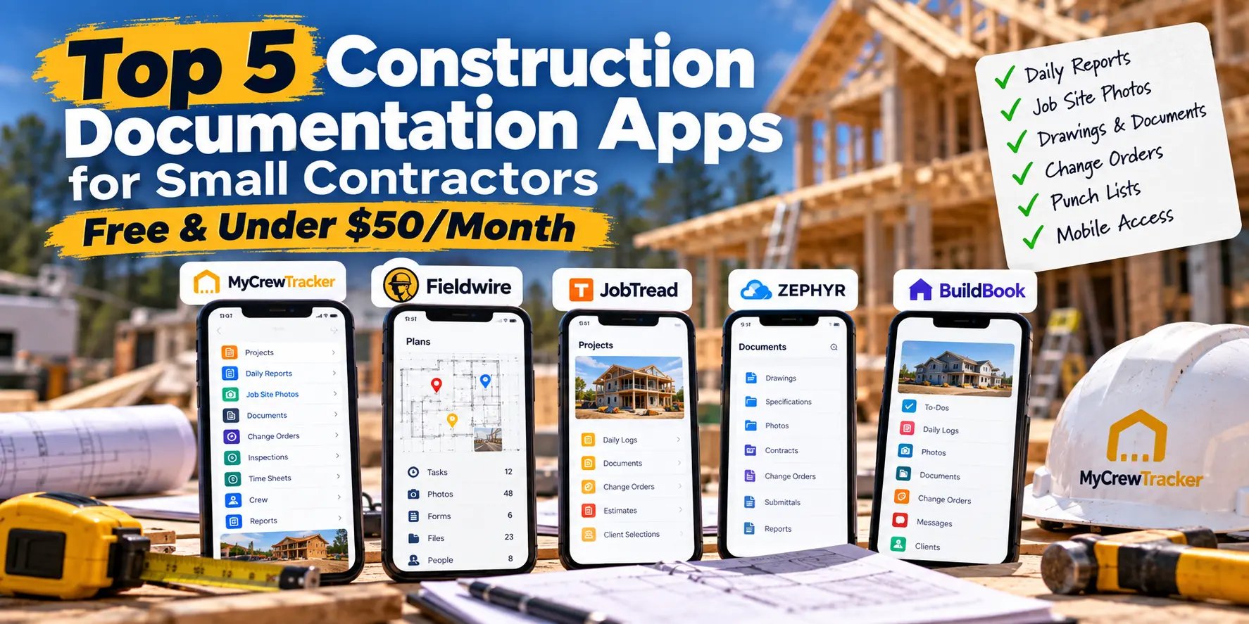 Top 5 Construction Documentation Apps for Small Contractors (Free & Under $50/Month)