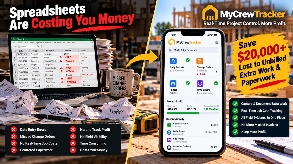 Construction Spreadsheets vs. Field Documentation Software: The True Cost of Manual Tracking in 2026
