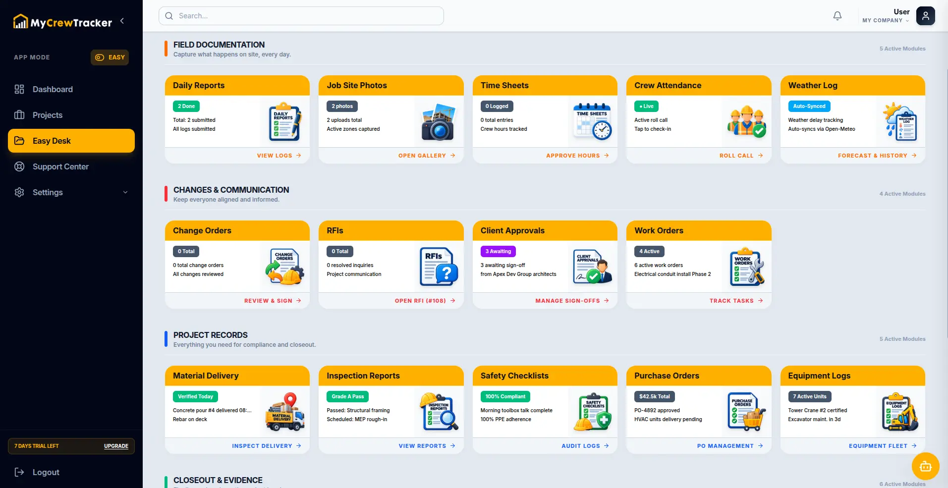 MyCrewTracker App Interface